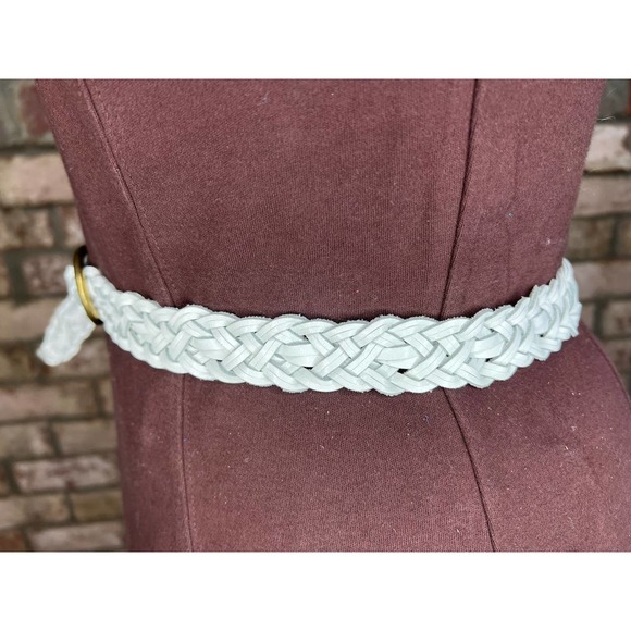 split leather belt white 1980s - Picture 6 of 9